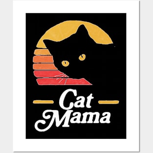 Cat Mama Vintage Eighties Style Cat Retro Distressed Posters and Art